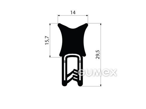 GUMMIPROFIL PIRELI U-FORM MIT OBERER DICHTUNG - DICHTUNG MIT ARMIERUNG - PVC